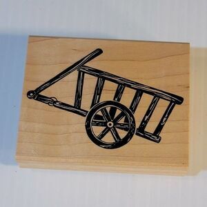 NEW Posh Impressions Rubber Stampede Wooden Cart Rickshaw Stamp Unused